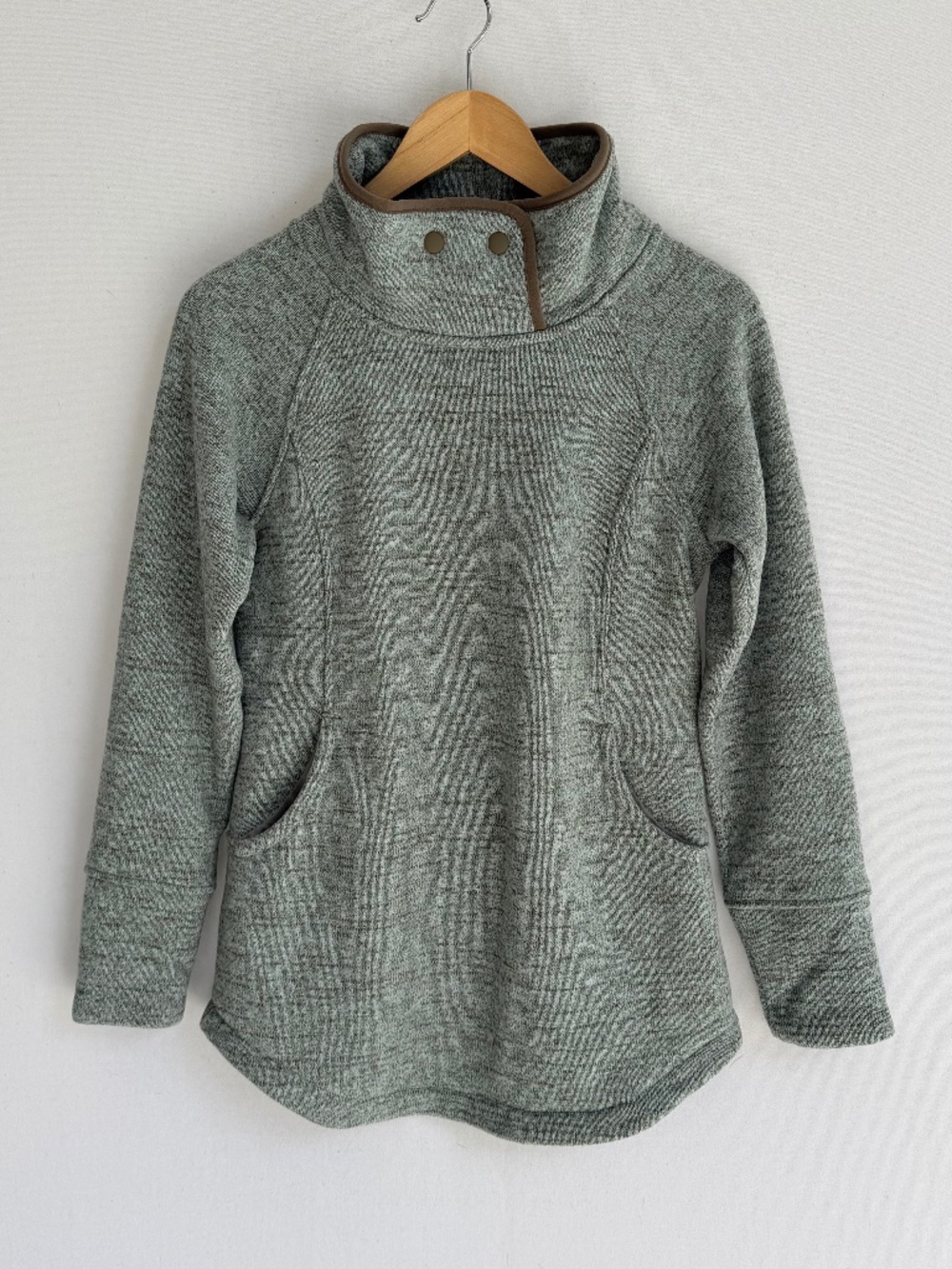 PRANA Tri Thermal Threads Tunic Pullover Women’s XS Heathered Green High Collar